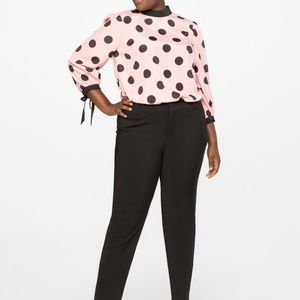 Eloquii Pink Dot Blouse W/Bow Cuff Size 16